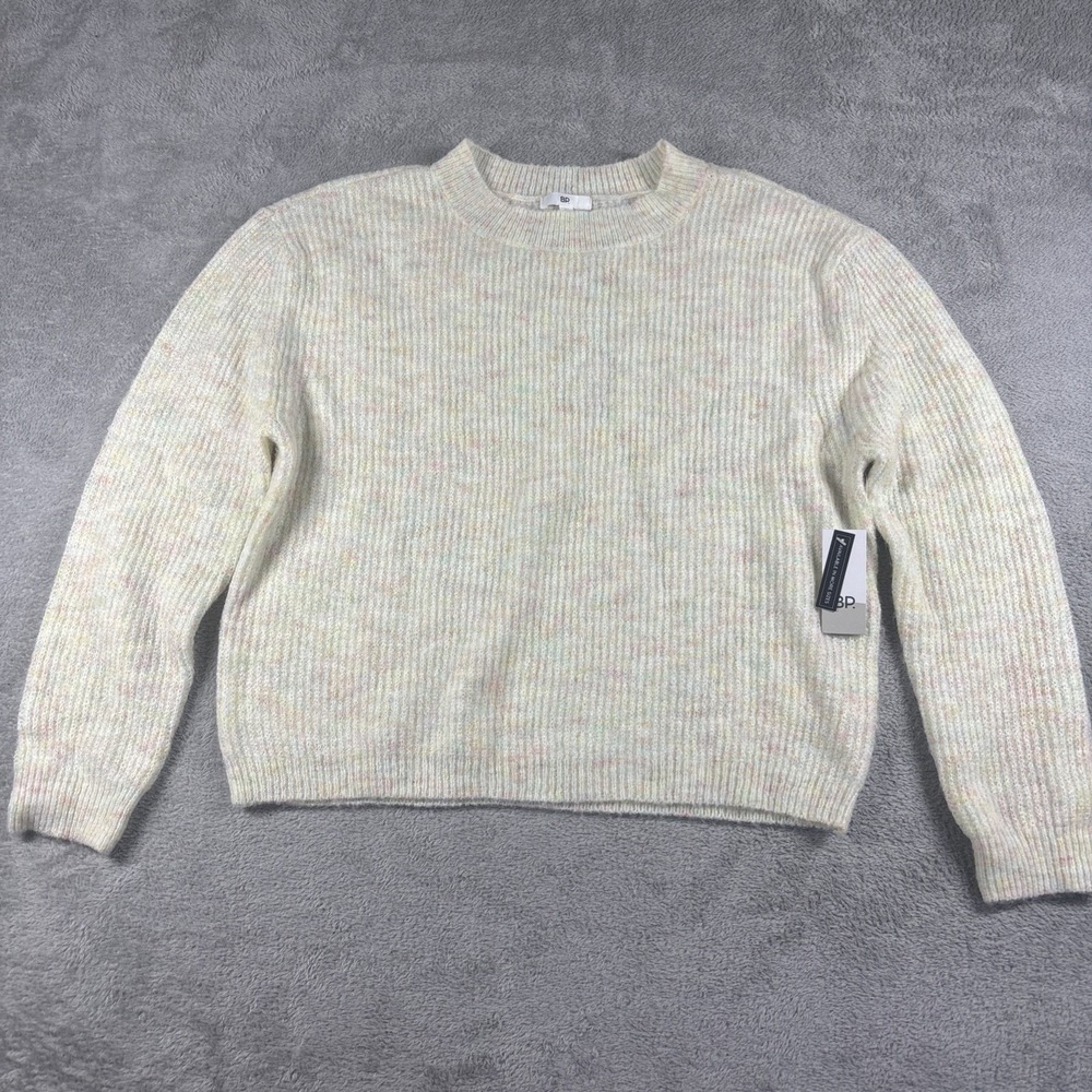 BP.‎ Women's Marl Rainbow Flecked Ivory Crew Neck Pullover Knit Sweater Sz M New